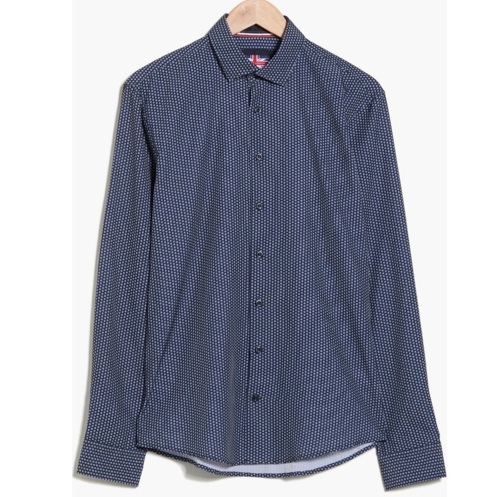 SOUL OF LONDON Men's Navy Dot Stretch Button-Up Dress Shirt - Sz X-Large, NWT